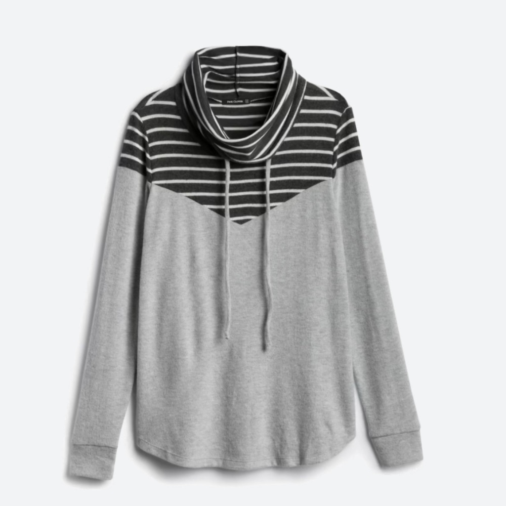 PINK CLOVER POPLAR COWL NECK BRUSHED KNIT TOP